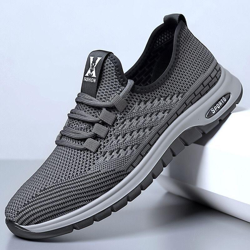 Men's shoes new fly-woven shoes middle-aged and elderly simple casual shoes soft sole non-slip one-pedal versatile lazy shoes