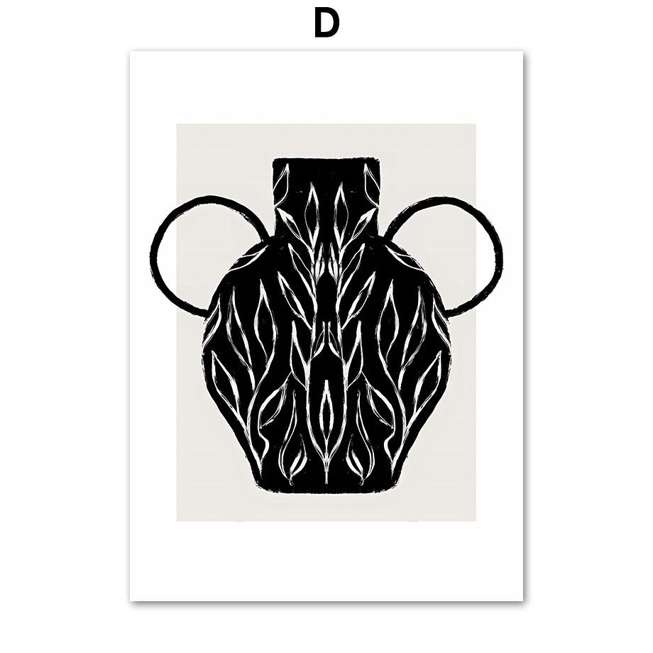 Abstract Bohemian Line Woman Leaf Vase Flower Mid Century Posters Canvas Painting Wall Art Print Picture Living Room Home Decor