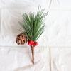 Mini Pine Needle Christmas Tree with Pine Cones and Simulated Flower Vine Accessories