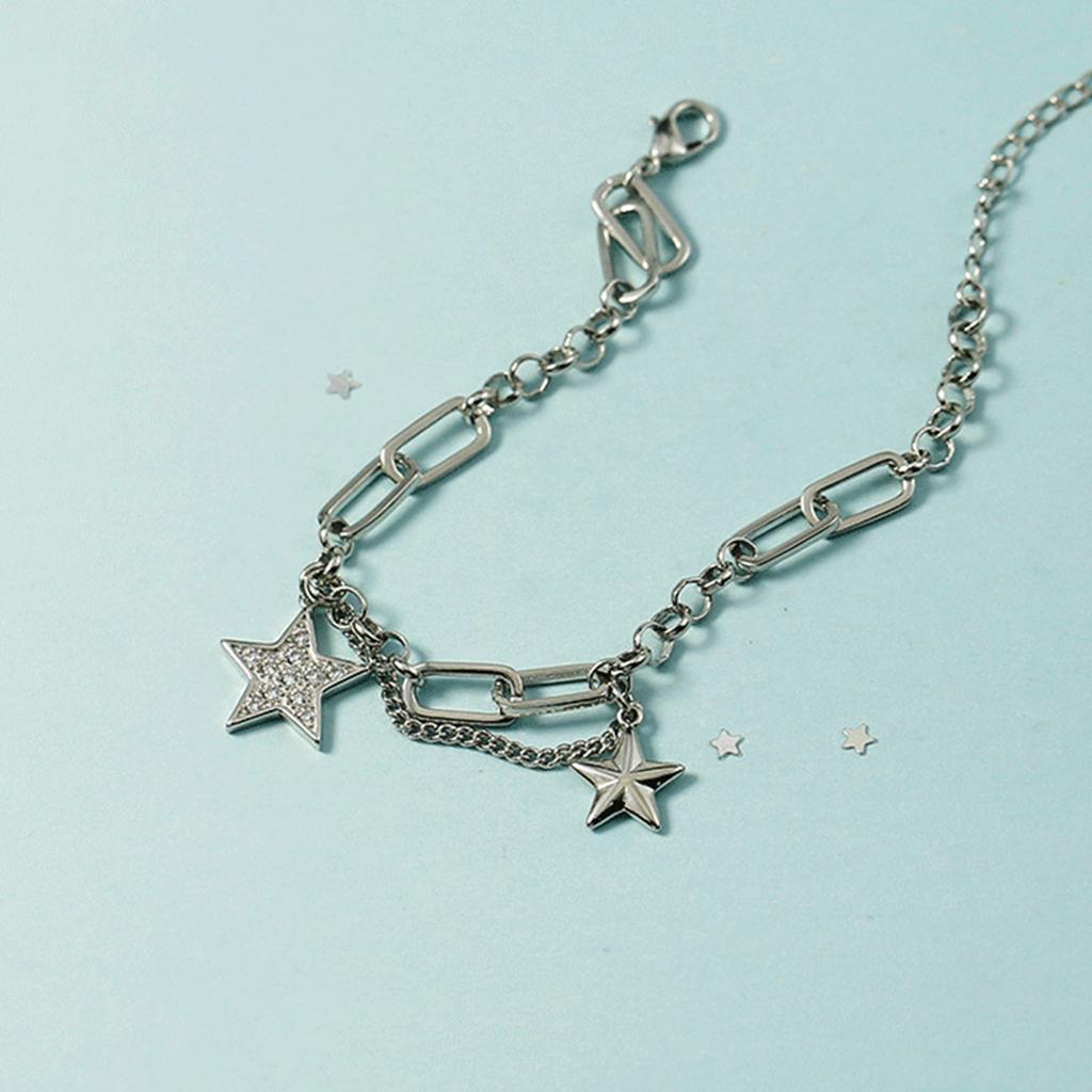 Ins Cold Wind Hip-hop Trend Simple Bracelet Shiny Star Copper Bracelet Pentagram Cool Girl Temperament Fashion Jewelry