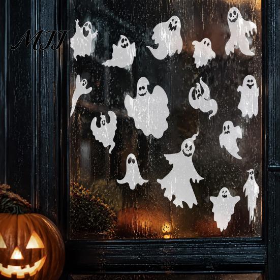Halloween Party Supplies Ghost Window Clings, Static Stickers, Waterproof Glass Clings Decals, Spooky Home Decor for Indoor Outdoor Horror Atmosphere