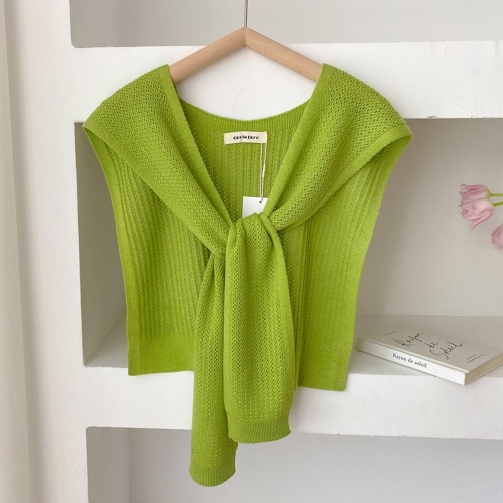 Modischer Koreanischer Gestrickter Hohlstrick-Schal Sommer Büro Falscher Kragen Halsstrick Dünnes Geknotetes Cape Schulterschal Für Damen