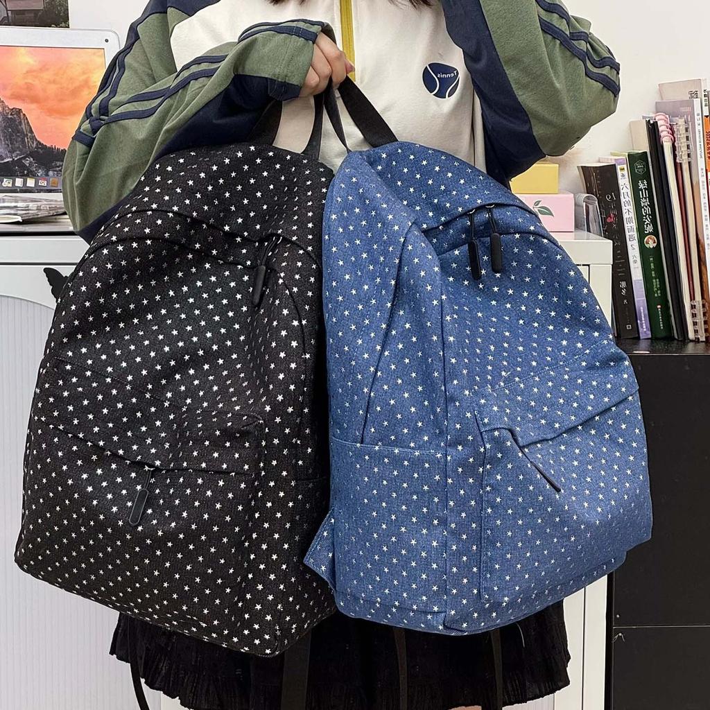 Schoolbag Korean version of high-value polka dot backpack female junior and high school student schoolbag niche simple girl versatile lightweight