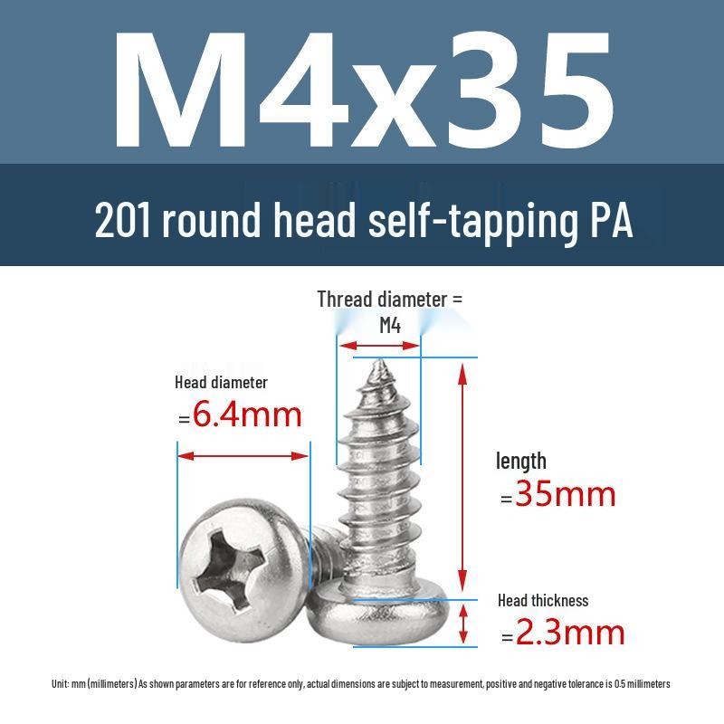 Yigu Yigu 201 Stainless Steel Phillips Round Head Self-Tapping Screws M1.7-M6