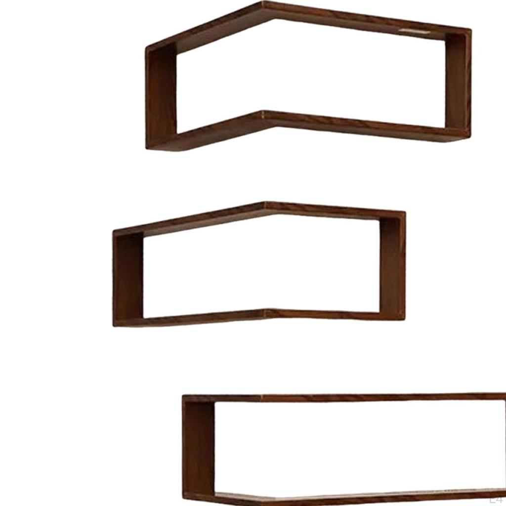Corner Wall Shelf 90 Degree Bookshelf Multipurpose Decorative Wooden Mounted Storage Rack for