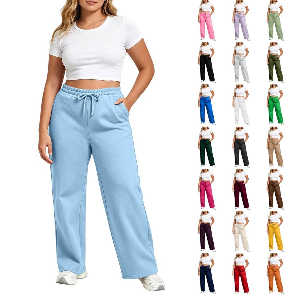 Unisex Size Sweatpants with Pockets Loose Straight Leg Casual Pants for Men and Women