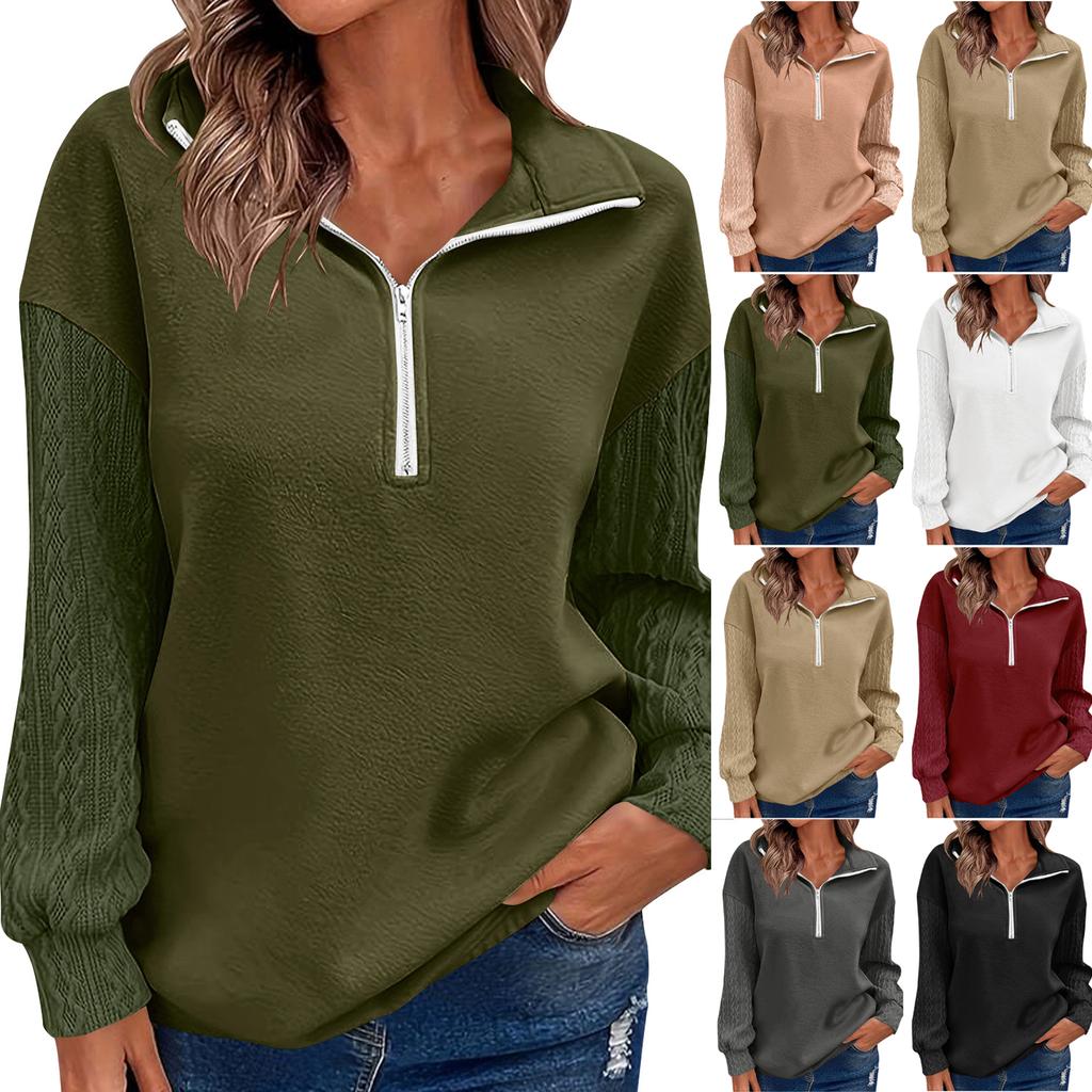 Women Fall Fashion Long Sleeve Shirts Patchwork Sweatshirt Casual Pullover Tops