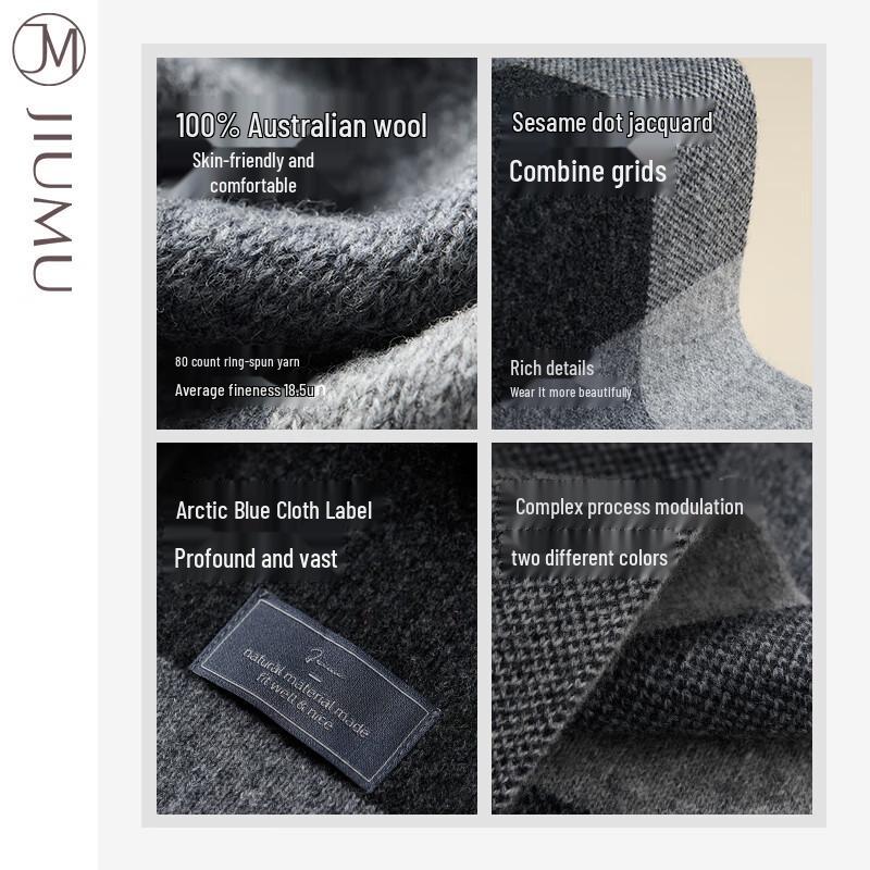 JIUMU Men's Plaid Wool Scarf