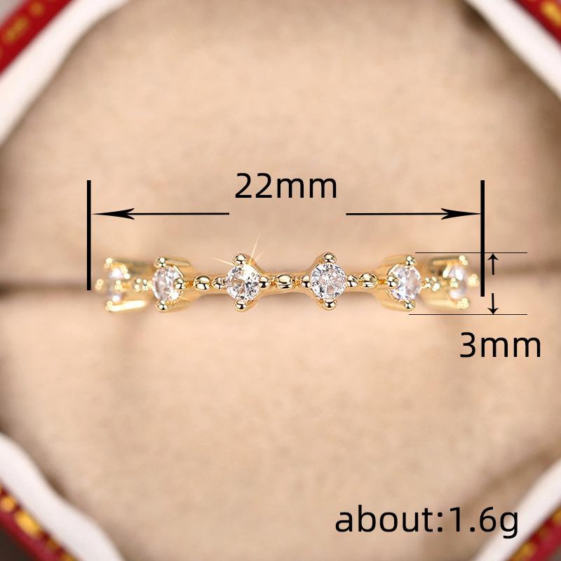 Pierścionek na palec wskazujący w stylu lekkiego luksusu, modny wszechstronny pierścionek, prosty damski pierścionek z diamentowym wzorem