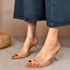 Fashion New Summer Women's High Heel Sandals Lace Embroidery Pointed Open Toe Stiletto High Heel Sandals Party Slippers Plus Size 42