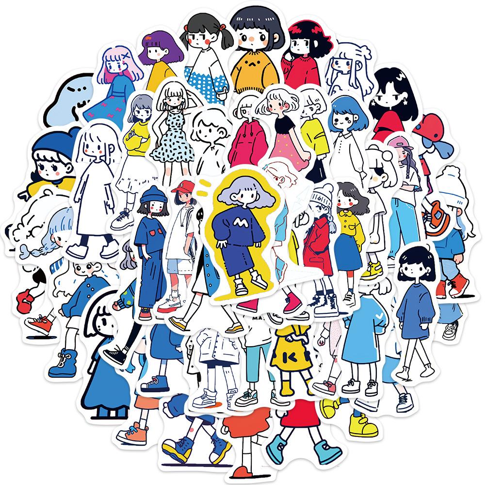 50 Simple Drawings for Girls Graffiti Stickers Personalized Decorative Guitar Notebook Suitcase DIY Waterproof