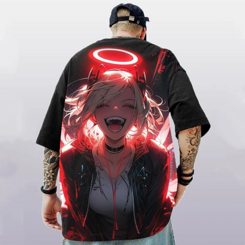 Kurzarm-T-Shirt mit 3D-Anime-Beauty-Print, Street-Trend, Herren-T-Shirt, Sommer, lockere, übergroße, kurzärmelige, schnell trocknende T-Shirts für Männer