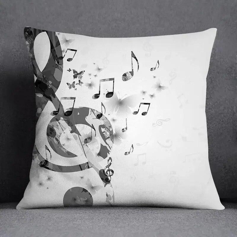 Musical Note Guitar Series Pattern Home Decoration Pillow Case Square Office Cushion Cover