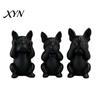 French Bulldog Desk Ornament 3D Printed Statues Set of 3, Matte Black Sculpture, Minimalist Bull Dog One-piece Molded Figure Figurines for Home