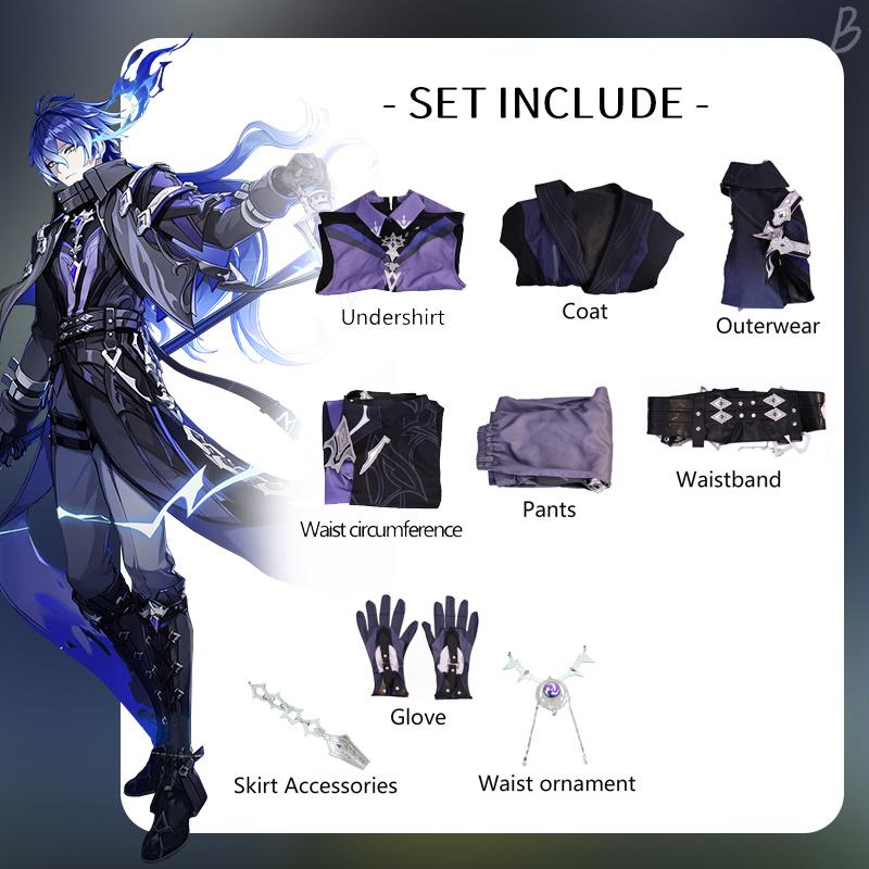 Genshin Impact Flinns Cosplay Tērps Pieaugušajiem
