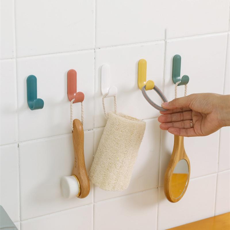 6pcs Towel Hook Self Adhesive Strong Wall Hooks Door Hanger Key Bag Coat Hook Holder Home Organizer Kitchen Bathroom Accessories