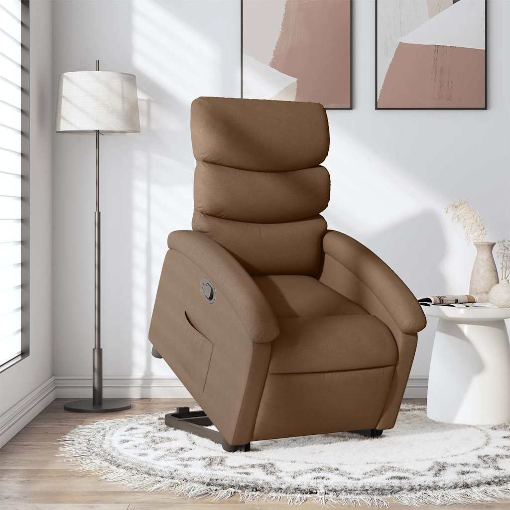 Recliner with Rising Function Brown Fabric