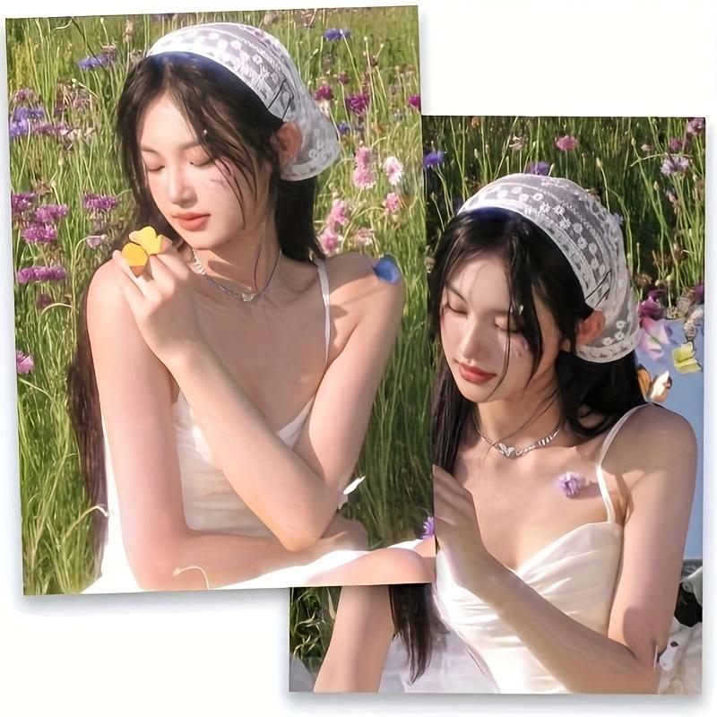 1 Stück Dreieck Spitze Schal weiß süß Spitze Turban Kopftuch Reise Foto Stirnband Haar Accessoires Geeignet Damen Mädchen