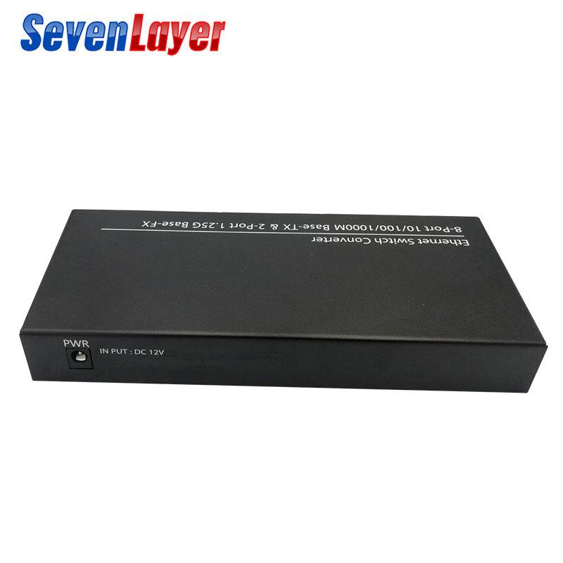 2-Fiber 8-Port Gigabit Ethernet Switch & Optical Transceiver 2SC 8RJ45