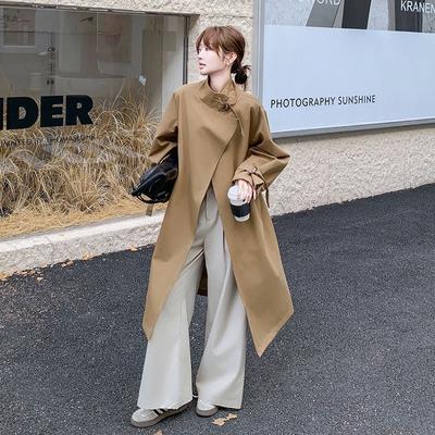 Stand Collar Windbreaker Women's New Autumn Design Loose Casual Mid-length Over-the-knee Coat