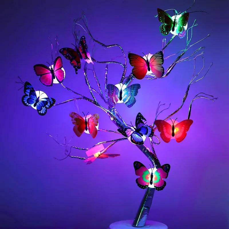 10 Pieces 3D LED Butterfly Night Lights Faux Butterfly Glow Wall Stickers Wall Decoration Holiday Party Home Decoration