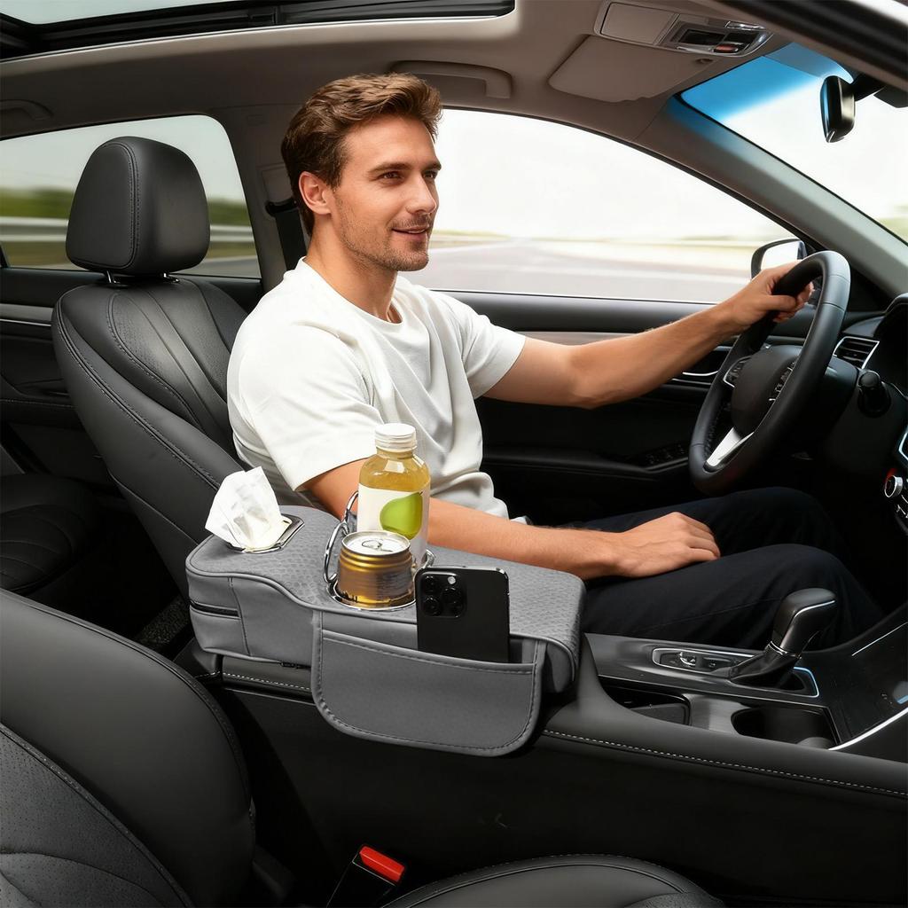 Armrest Storage Box Long-Lasting Organization With Elastic Strap Car Center Console Storage Box For Family Adults Men Women