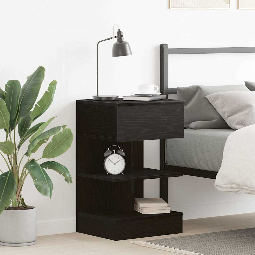 Nightstand Black Oak Look 40 x 35 x 65 cm Engineered Wood