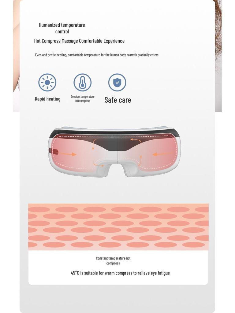 Rechargeable Eye Massager with Heat & Smart Massage for Eye Fatigue Relief