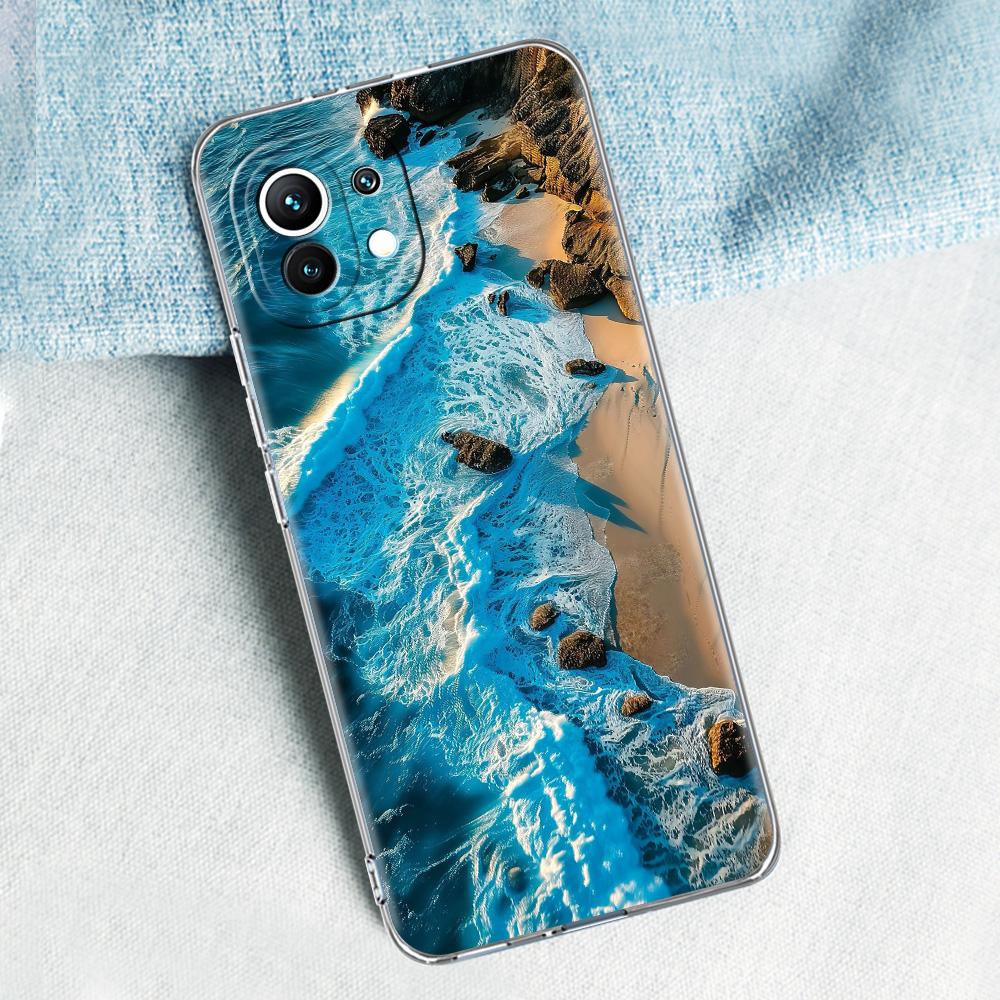 Case For Xiaomi Mi 15 14 13 12 11 Lite 15T 13T 12T Pro Poco X7 X6 X5 Pro 5G X3 NFC F7 F6 F5 Cover Seaside Scenery Wave Beach
