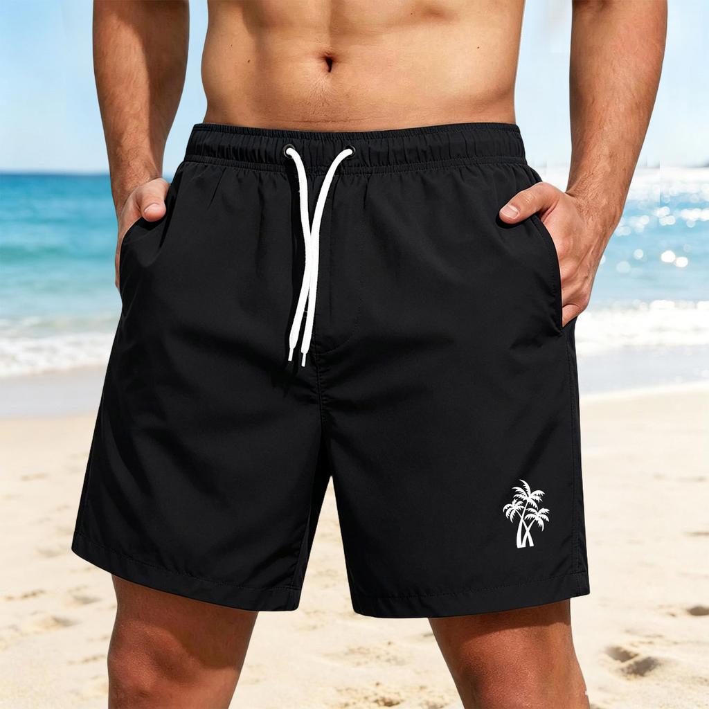 Men's Quick-Dry Hawaiian Print Beach Shorts for Summer Vacation