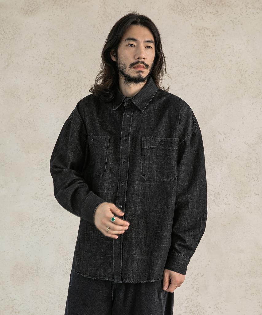 RUGGED HOUSE Double Pocket Washed Work Denim Shirt 2 Colors