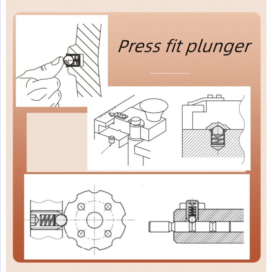 10pcs Precision Stainless Steel/Brass Positioning Beads Smooth Body Plunger Push Fit Ball Spring Ball Plungers