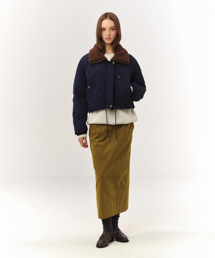 Seteo (W) Corduroy Long Skirt Olive Green