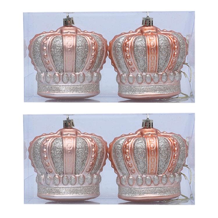 

4Pcs Christmas Baubles for Christmas Tree Decorations Shimmering Crown Shape Hanging Ornament for Holiday Decoration шампанського