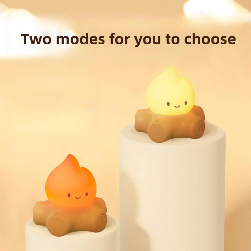 1PCS Fire Pit Night Light USB Charging Dimmable Bedside Lamp Soft Glow Eye Protection Candle Cute Atmosphere