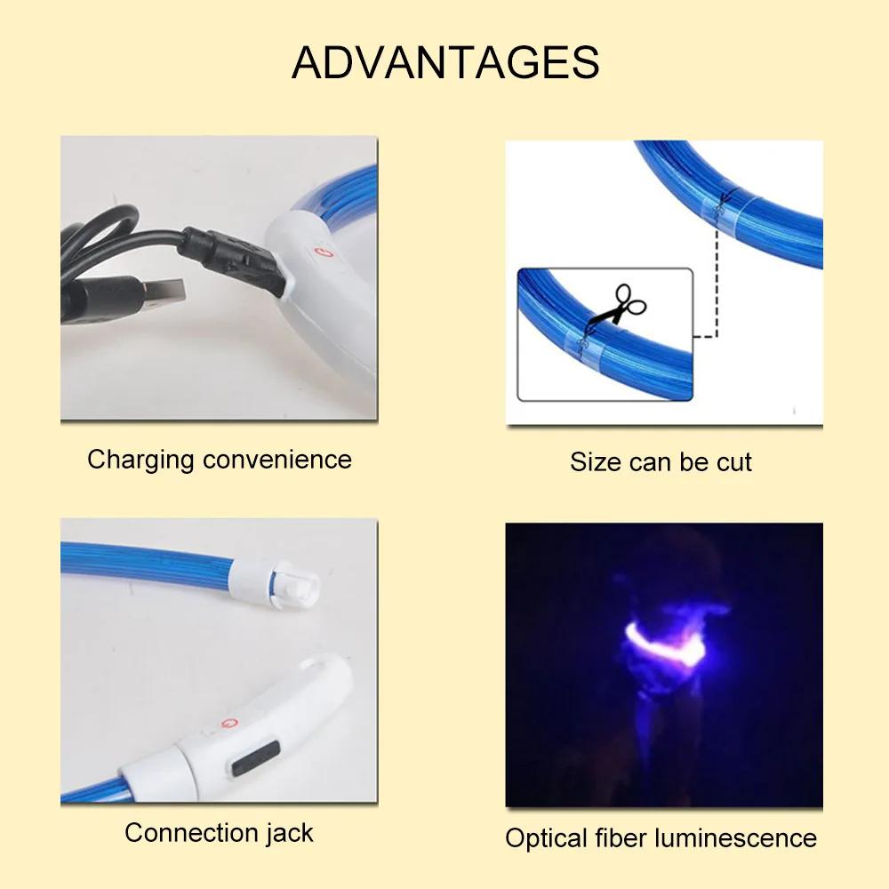 Obroża dla psa LED Luminous USB Obroża dla kota i psa 3 tryby Światło LED Świecące Zapobieganie Utracie Obroża LED Dla Psów Akcesoria Dla Zwierząt Domowych