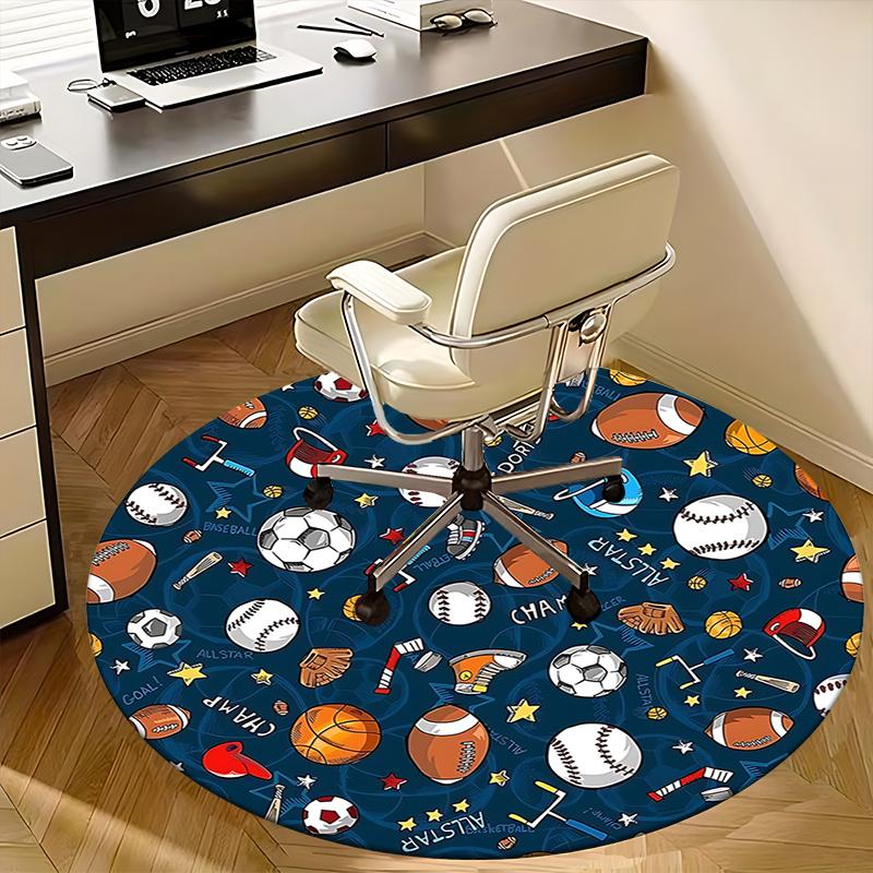 Sports Ball Office Carpet Chair Mats for Desk, Sports Theme Office Chair Mat, Non-Slip Office Carpet Chair Mats for Floor, Home Decor Office Carpet Ch