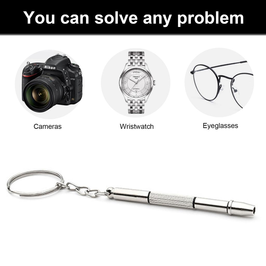 Eyeglasses Screwdriver Repair Kit Precisions 4 In 1 Mini Screwdriver Set Keychain Glasses Sunglasses Watch Electronics