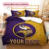 Custom Name Minnesota Vikings2 Pattern Bedding Quilt Set  Home Decoration  Gift (1 * duvet cover + 2 * pillowcase  without core)
