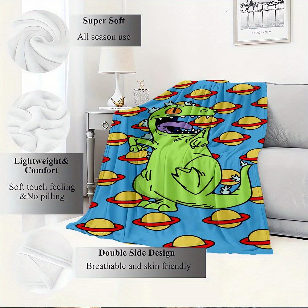 1pc Dinosaur,Space,CartoonDigital Print Fleece Blanket - Contemporary Style, Suitable for All Seasons, Perfect for Home, Travel, or Camping