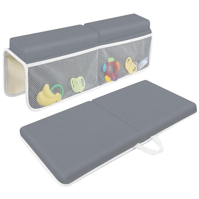 JJGoo Bath Kneeler with Elbow Rest Pad Set, 1.5 inch Kneeling Pad Mat for Bathtub - Gray