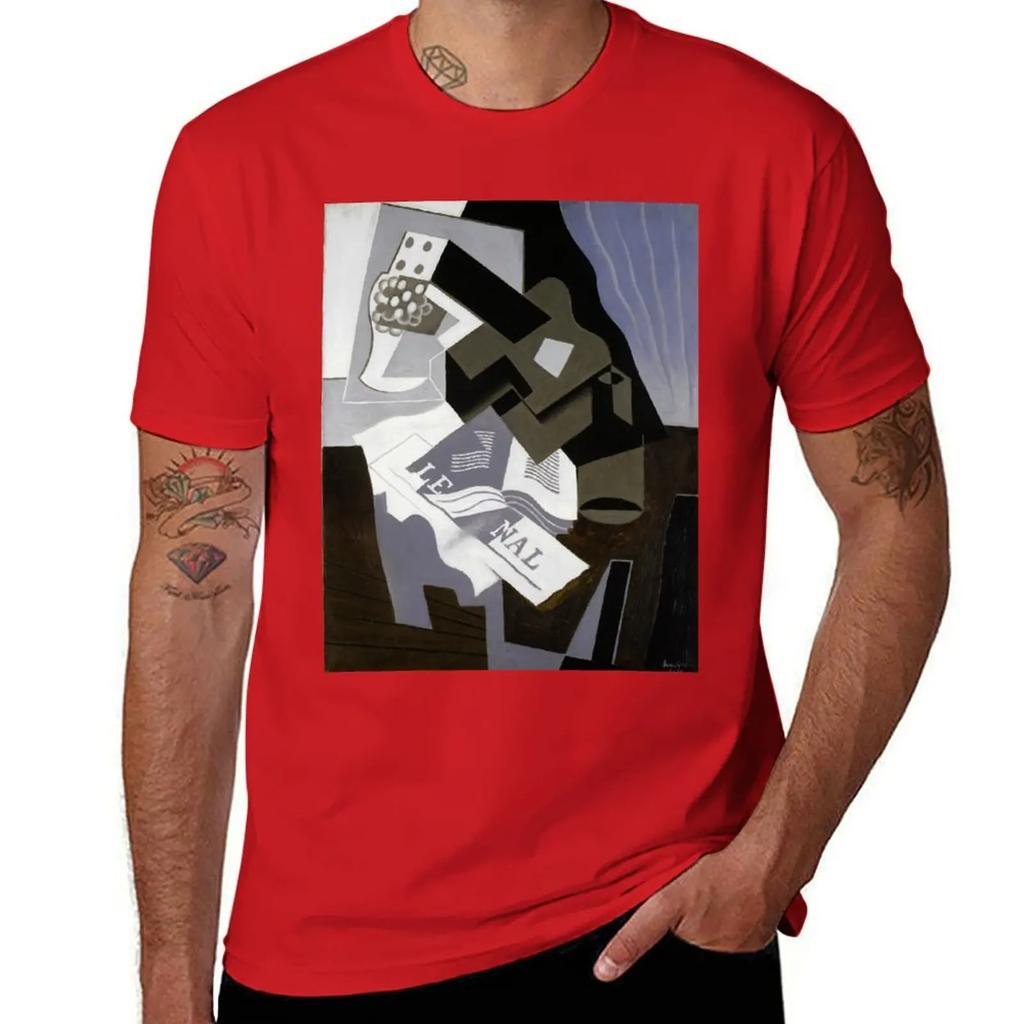 Juan Gris Guitar, Book and Newspaper T-Shirt summer tops essential t shirt shirts graphic mens plain t shirts
