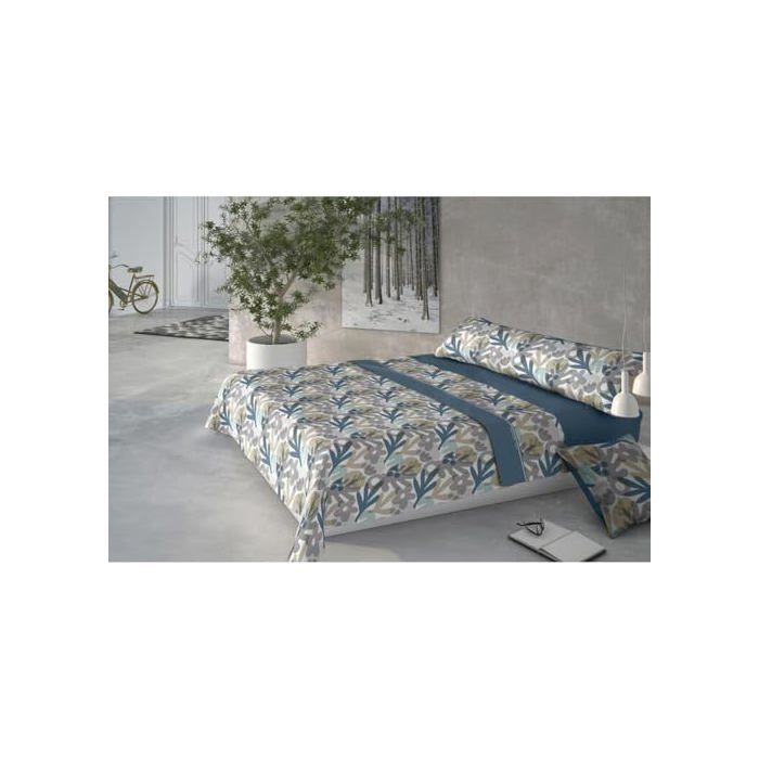 Parure de lit en coton - Pierre Cardin - Coralina Lili Bleu - Multicolore - Lit 135 cm - 3 pièces - Moderne - Uni