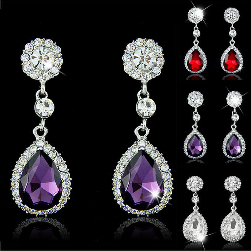 Women Charm  Bridal Water Drop Earrings Wedding  Stud Earings