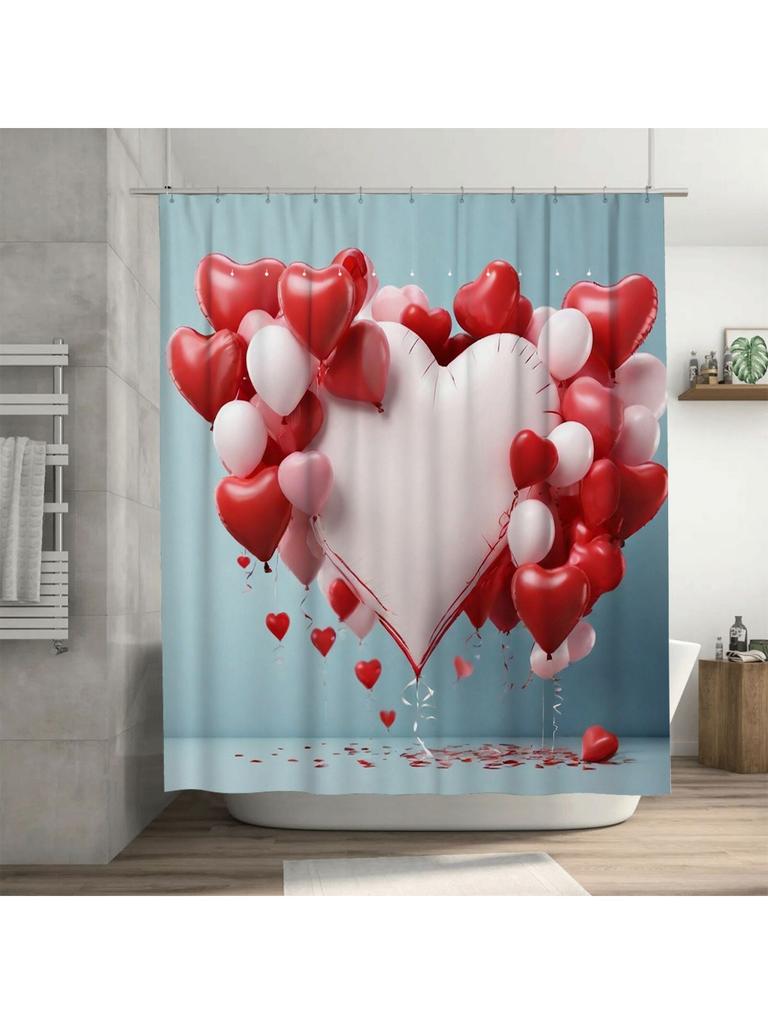 Heart Balloon Shower Curtain | Romantic and Festive Bathroom Decor