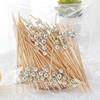 Disposable Bamboo Fruit Skewers with Silver Pearl