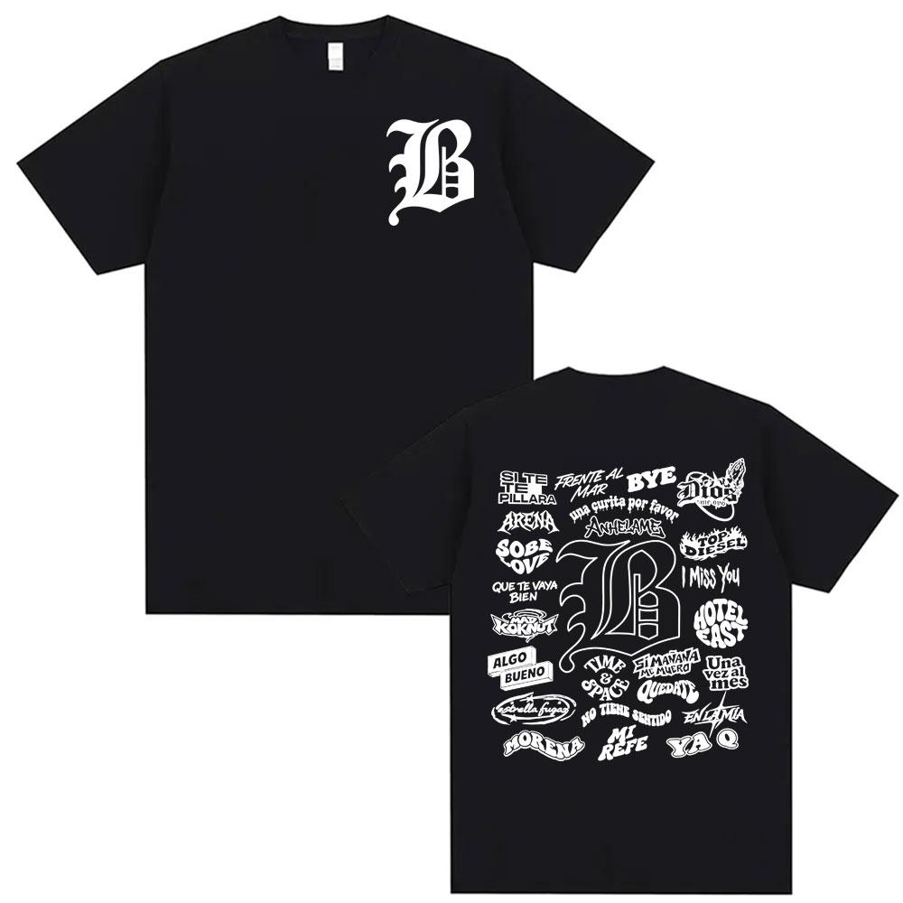 Rapper Beele Borondo Letters Printed TShirt Unisexs Clothing Oversized Hip Hop Classic Tshirts Harajuku Fashion Trending T Shirts
