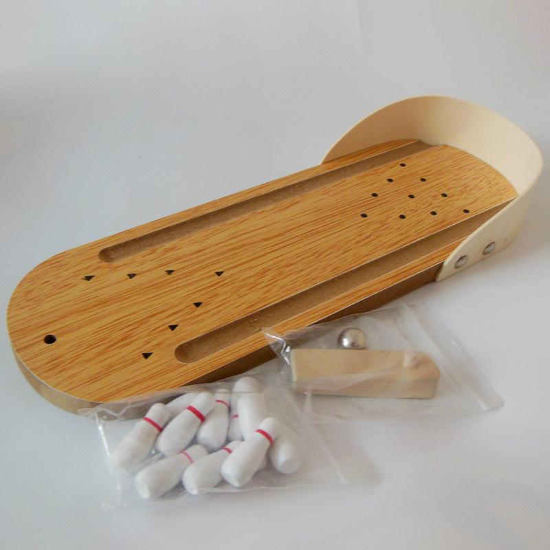 1pc Mini Wooden Bowling Tabletop Game, Innovative Educational Toy for Children, Solid Wood, Fun for Parents and Children, Holiday Gift
