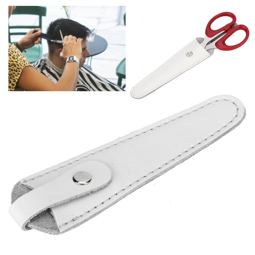 Professional PU Leather Scissors Bag Portable Scissors Storage Holder Casing Hairdressing ToolWhite