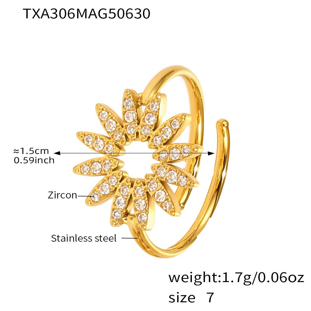 Qiong Yao Sunflower Zircon Sparkle Jewelry Set: Bracelet, Necklace & Ring - High-End Unique Design, Colorfast.